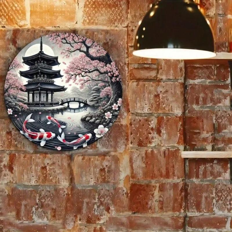Koi Fish Metal Wall Art Rustic Wreath Decor Living Room Office