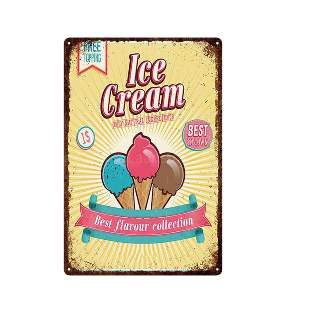 Soft Serve Ice Cream Iron Poster Painting Tin Sign Vintage Wall Decor for Cafe Bar Pub Home Beer Decoration Crafts