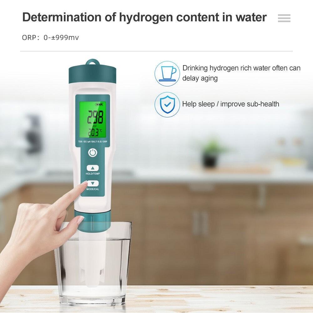 8 In 1 Multi Functional Water Quality Meter Portable Digital PH Tester Drinking Water Aquariums Water Quality Tester Pen
