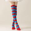 Calze a righe sopra il ginocchio da donna Calze alte Multicolore Jk Casual Calze calde Sexy Sottili Lunghe Calze Hosiery a righe di Natale #