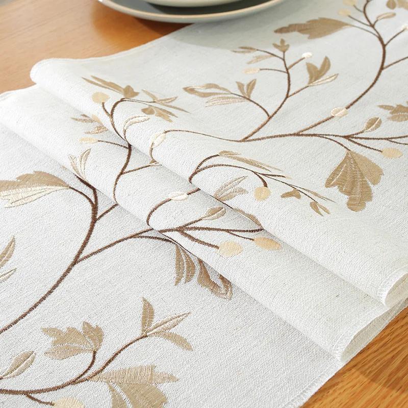 Boho Table Runner Rustic Farmhouse Embroidered Table Cover Tassels for Dresser Coffee Table Home Dining Holiday Party Decoration