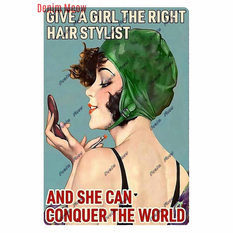 Vintage Hair Stylist Metal Tin Sign, Tattoo Artist Metal Poster, Retro Hairdressing Salon,  Room Wall Poster, Home Decor WY243