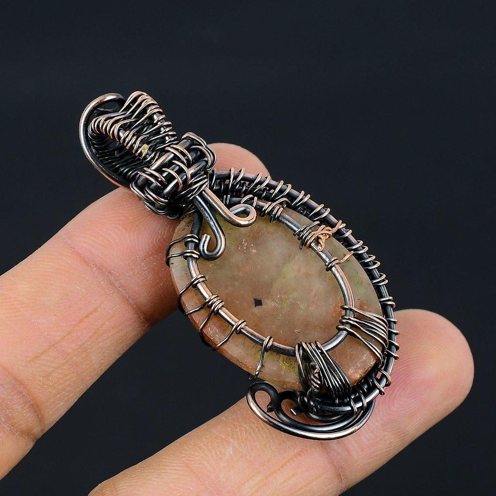 Sunstone 999 Copper Wire Wrapped Pendant, Handmade Gemstone Pendant Jewelry, Gifts For Wife Brand New Pendant