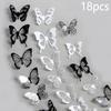 18Pcs/Set 3D Hollow Butterfly Wall Sticker Black&White Wedding Decoration Living Room Home Decor Butterflies Decal Stickers