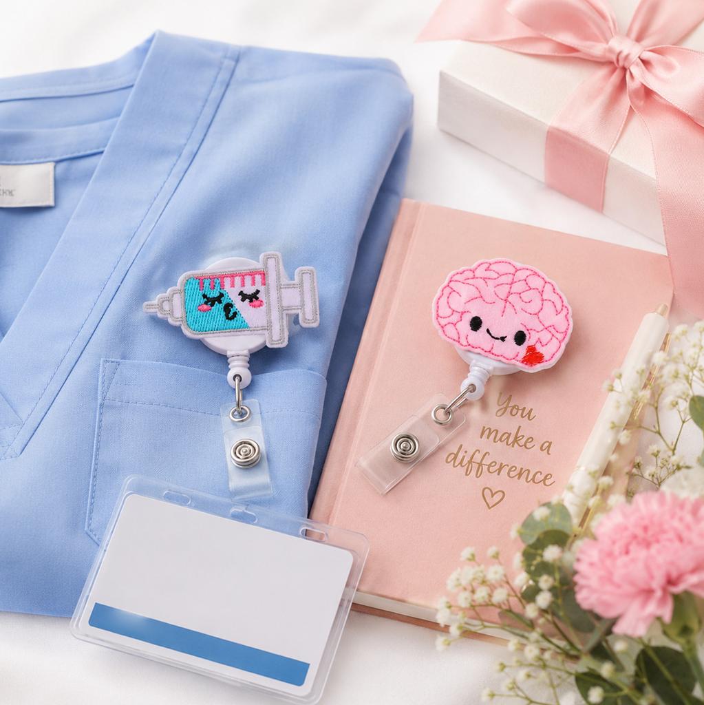 Retractable Badge Reel Holder with Smiling Capsule Design for Nurses Medical Staff ID Card Clip Durable Retractable Cord