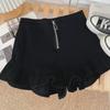 Versatile High Waist Zippered Ruffled Wide-Leg Pants, Slim Casual Three-Quarter Shorts, and Hot Pants for Women