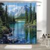 Cozy Snow Mountain Shower Curtain - Digital Print, Polyester, 12 Hooks, All-Season Home Decor