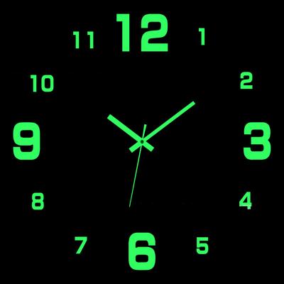 3D Luminous Wall Clock Frameless Acrylic DIY Digital Stickers Silent for Living Room Bedroom Office Decor