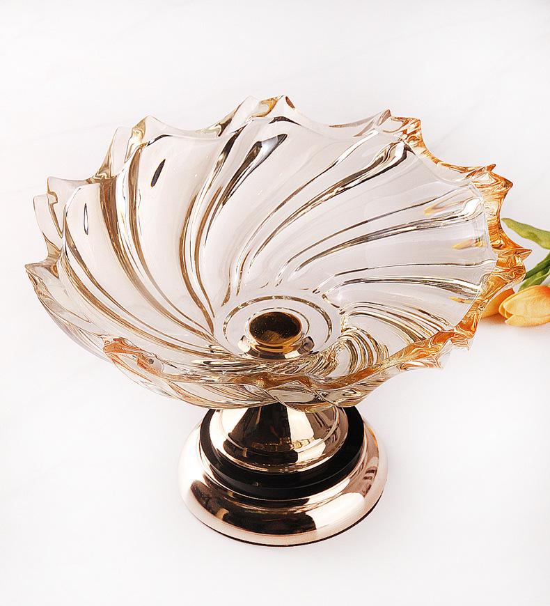 Velká křišťálová skleněná mísa na ovoce a svačinu v evropském stylu pro domácí obývací pokojový konferenční stolek