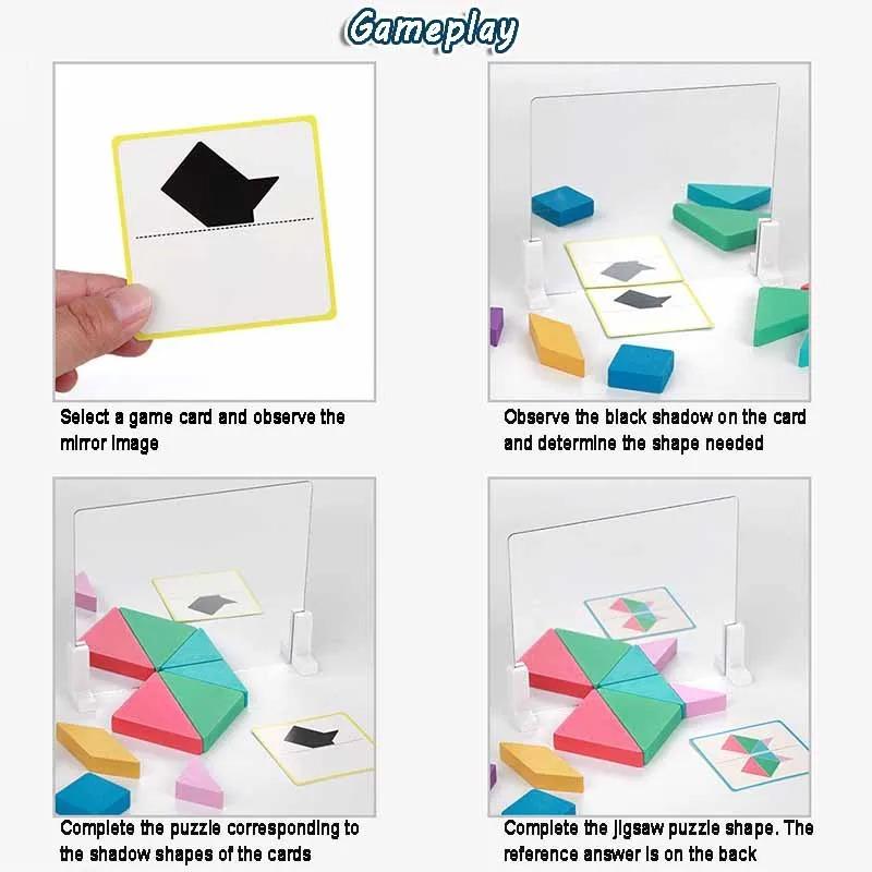 Kid Tangram 3D Mirror Imaging Puzzle Montessori Space Geometric Logical Thinking Trainting Shape Matching Parish Learn Resources