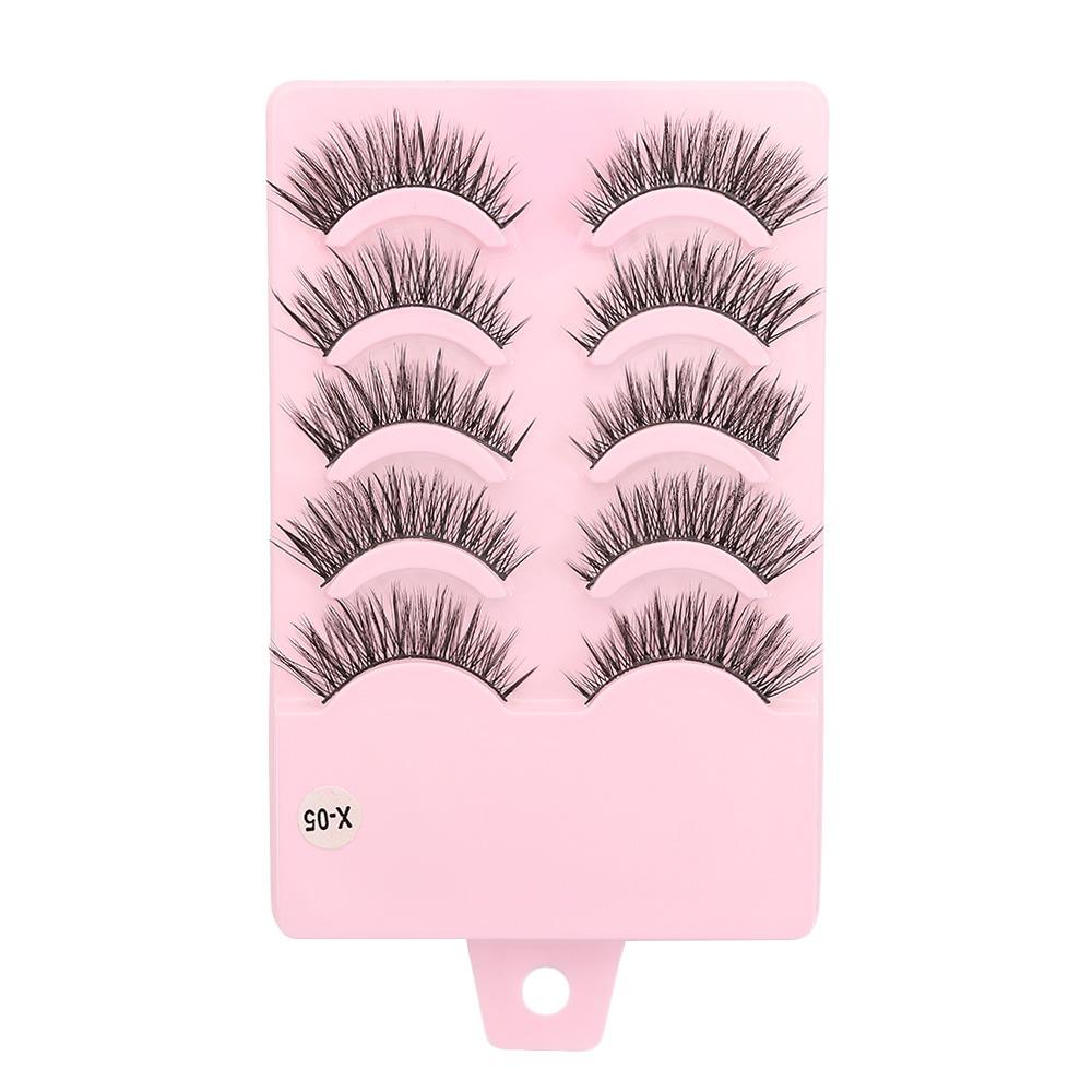 5 Pairs Flared Manga Lashes Wispy Faux Mink Lashes Hot Wet Eyelash Eye Makeup