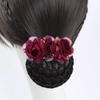 Retro Style Flower Hair Net with Spring Clip Net Pocket Headdress  For Work Use
