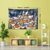 Joyful Ambiance, Christmas Tree & Festive Town Tapestry - Versatile Wall Hanging for Home Decor, Perfect for Bedroom, Living Room, and Outdoor Use - D