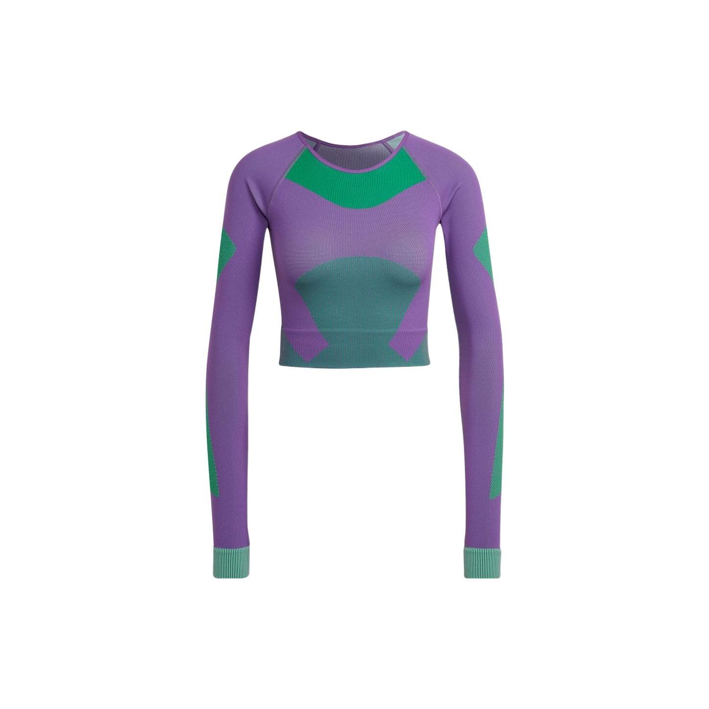 Adidas By Stella Mccartney Truestrength Seamless Long Sleeve Crop Top Women Active Purple Green Shift Purple HN2881 S