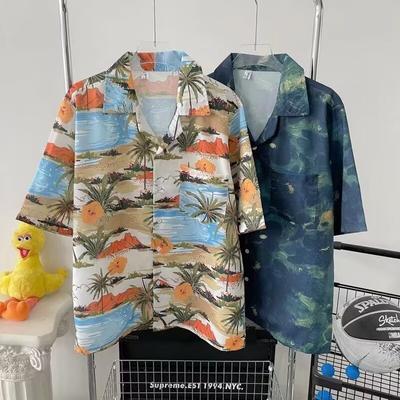 Men'S Retro Shirt, Men'S Summer Outfit, Student Loose Fit, Niche Design, Casual Men'S Top, Outerwear, Beach Top