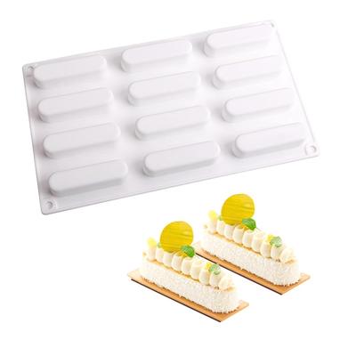 12-Slot Long Silicone Baking Mold - Non-Stick Mousse Cake Chocolate Dessert Baking Tool