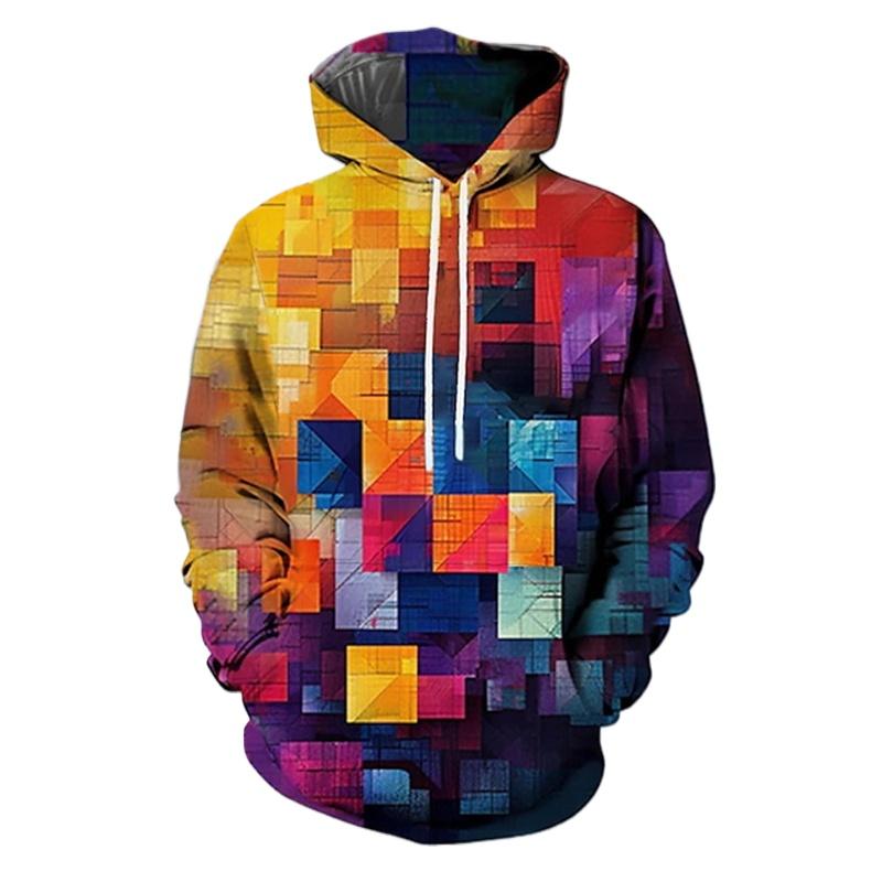 Мужская толстовка с 3D-принтом имитация шитья клетчатые свитшоты модная мужская одежда 6XL 1740₽