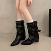 Spice Girls Belt Buckle Pants Boots Short Boots Women's Boots Early Autumn New Niche Design Short Boots Western Boots