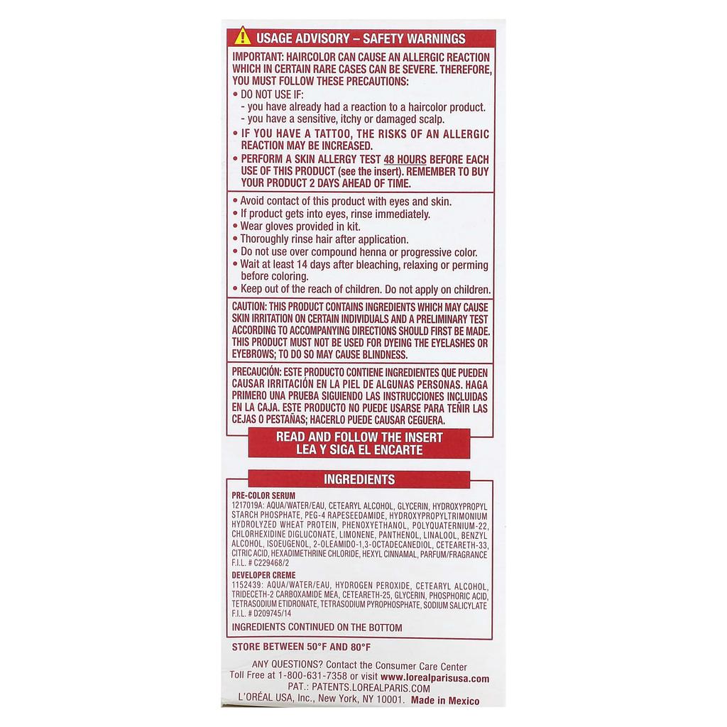 L'Oréal, Excellence Cream, Triple Protection Color, Medium Blonde 8 packs, 1 application