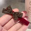 2Pcs Hairpin Velvet Bow Decor Hair Clip with Rhinestones Stable Clamping Force Bangs