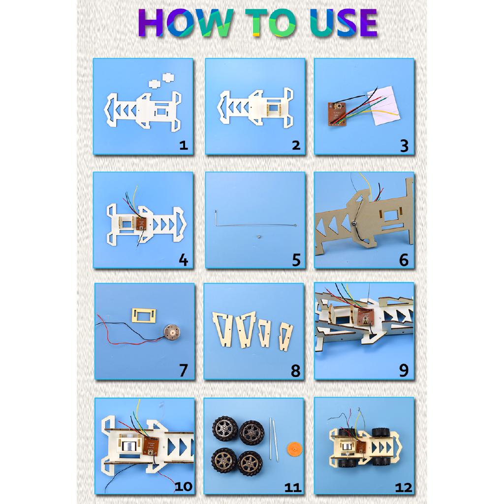 Remote Control Phantom Racing Model Kit Car Toy for Boys DIY Manual Assembly Wooden Model Electric Robotics Educational Kits Car