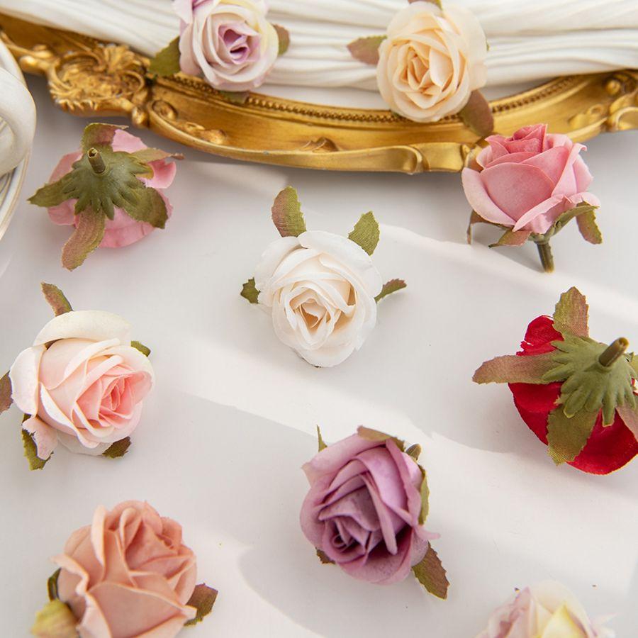 Artificial Flower Silk Rose Head Valentine's Wedding bridal bouquet Decora home Room Outdoor Garden Party DIY Hairpin Gift Box