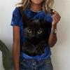 Women's T Shirts Funny 3D Kawaii Cat Print T-Shirts Fashion O-neck Short Sleeve Top Oversized Female Y2k Clothing Cute Girl Tees