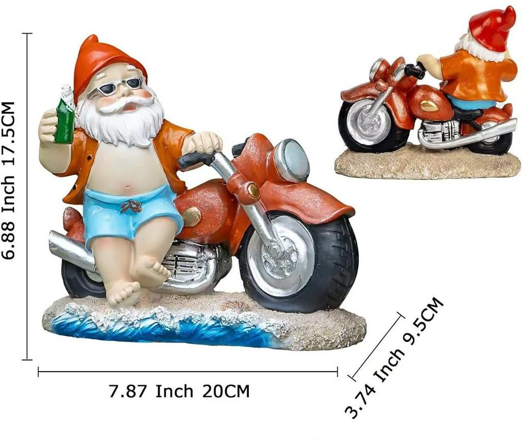 American-style Motorcycle Dwarf Summer Decorative Courtyard Home Resin Handicrafts, Cute Living Room Ornaments