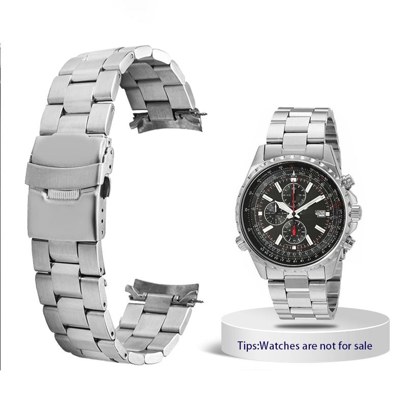 Изогнутый Стальной Браслет 4369 Цельный Нержавеющий Стальной Металлический Ремешок для Часов Casio E-F527D-1AV Мужская Стальная Цепочка для Часов 22мм 22mm