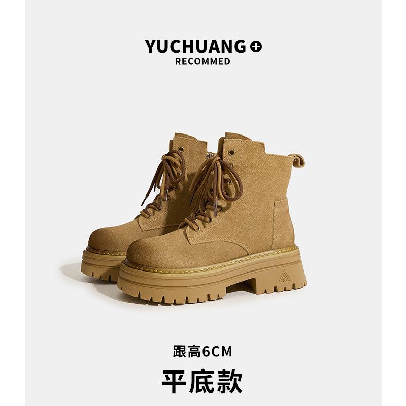 

Cattle suede Martin boots women s autumn new outdoor hiking rhubarb boots genuine leather tooling boots children s spot 34