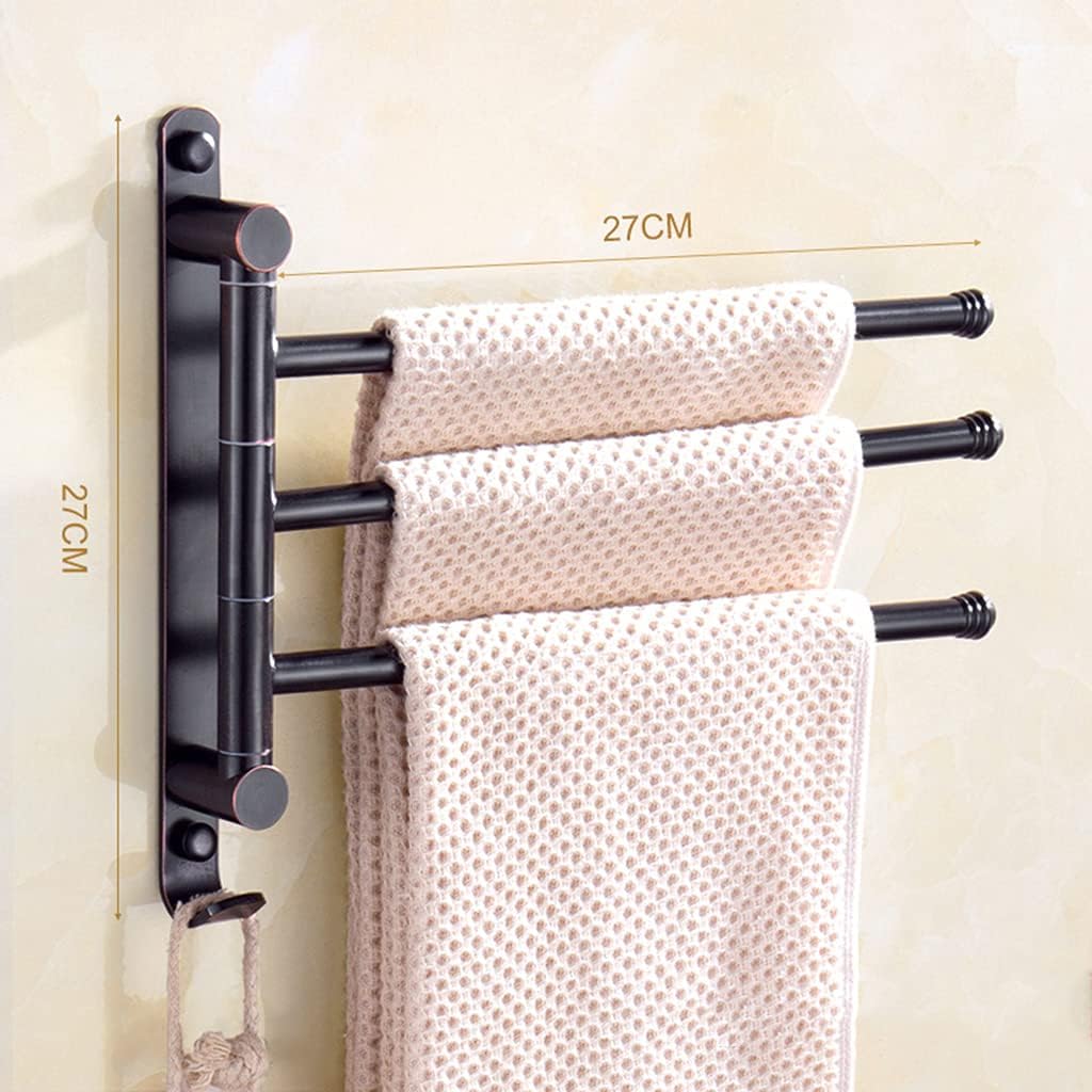 Black Swing Out Towel Bar, Bronze Oil Rubbed Folding Arm Swivel Hanger Bathroom Storage Organizer Rustproof Wall Mount, Swivel Towel Rack for Shower
