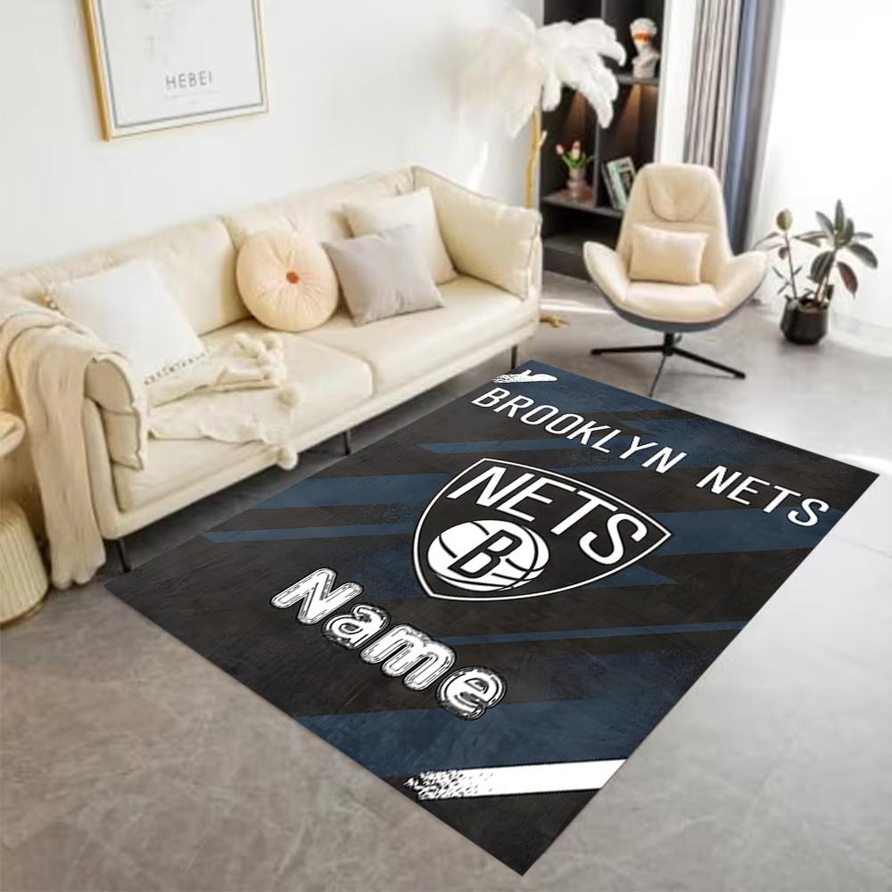 Brooklyn Nets Print Customize Your Name Carpet Suitable for Dormitory Bedrooms Hallway Decorate Room Anti-slip Rug Decorate Offices