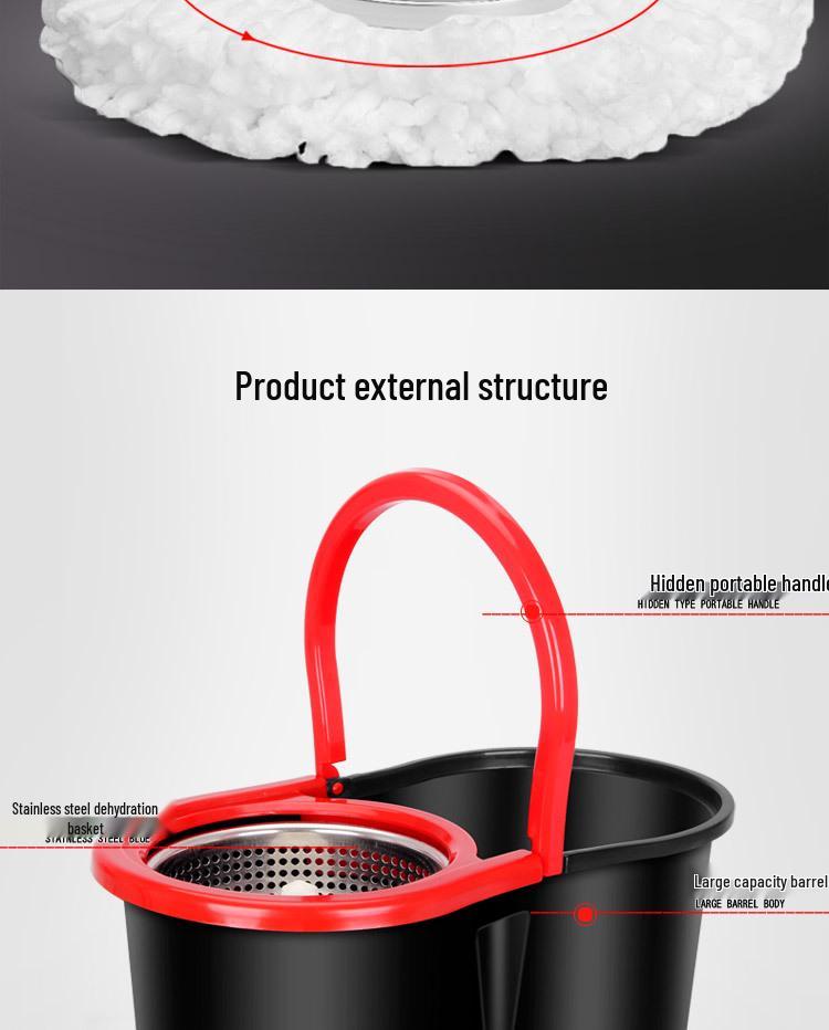 Traceable Water-Absorbing Rotary Mop Bucket with Lazy Hand-Free Flat Mop Set