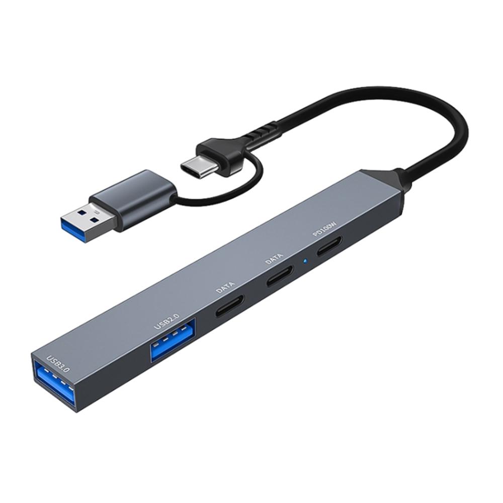 

ADS-809D USB+Type-C Adapter Multi-Port Hub to USB Data Transfer+PD 100W Charging As Shown A