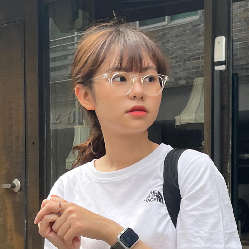 SBKA Icon-C02 Transparent Round Horn-Rimmed Glasses (Blue Light Blocking)