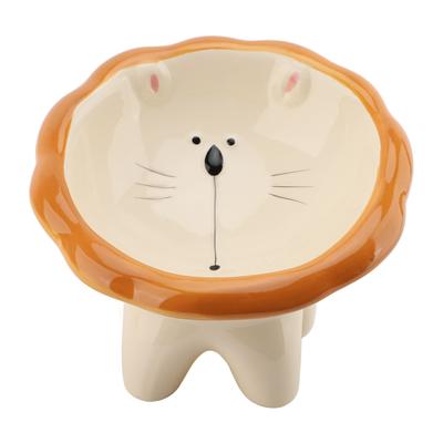 Bol Alimentaire Incliné Surélevé Céramique Motif Animal Adorable Anti Basculement Large Bol pour Chat Surélevé Animal de Compagnie