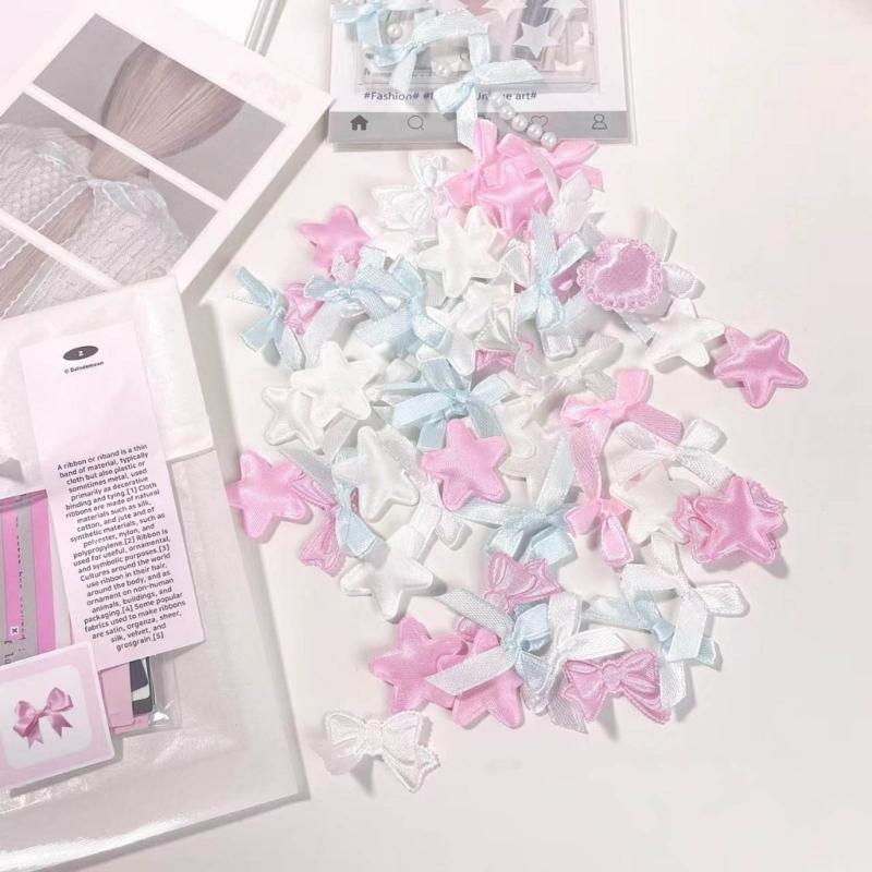 Set of 10 Fashionable and Cute Ribbons Bowknot Heart Flower Handwork Craft Decoration DIY Accessory for DIY Enthusiasts