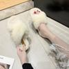 2025 new Mao Mao slippers women's cross-word outer wear home thermal cotton slippers flat-bottomed versatile cotton slippers