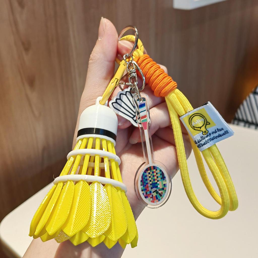 High-Value Rainbow Badminton Pendant Keychain: Creative Sports Backpack Decoration & Gift