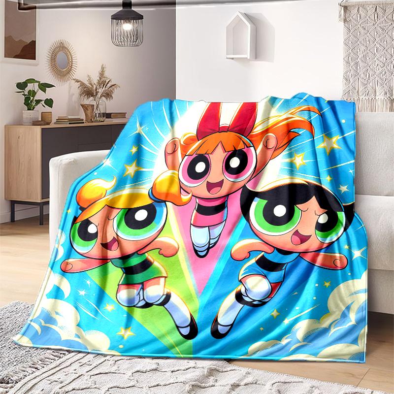 1PC The Powerpuff Girls printed blanket, all season lightweight home office outdoor nap multifunctional blanket A9