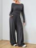 Loose Fit Women's Wide-Leg Pants Two-Piece Set - Soft, Stylish, Irregular Design