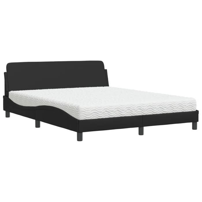 VidaXL Lit avec matelas noir 160x200 cm similicuir 3208437