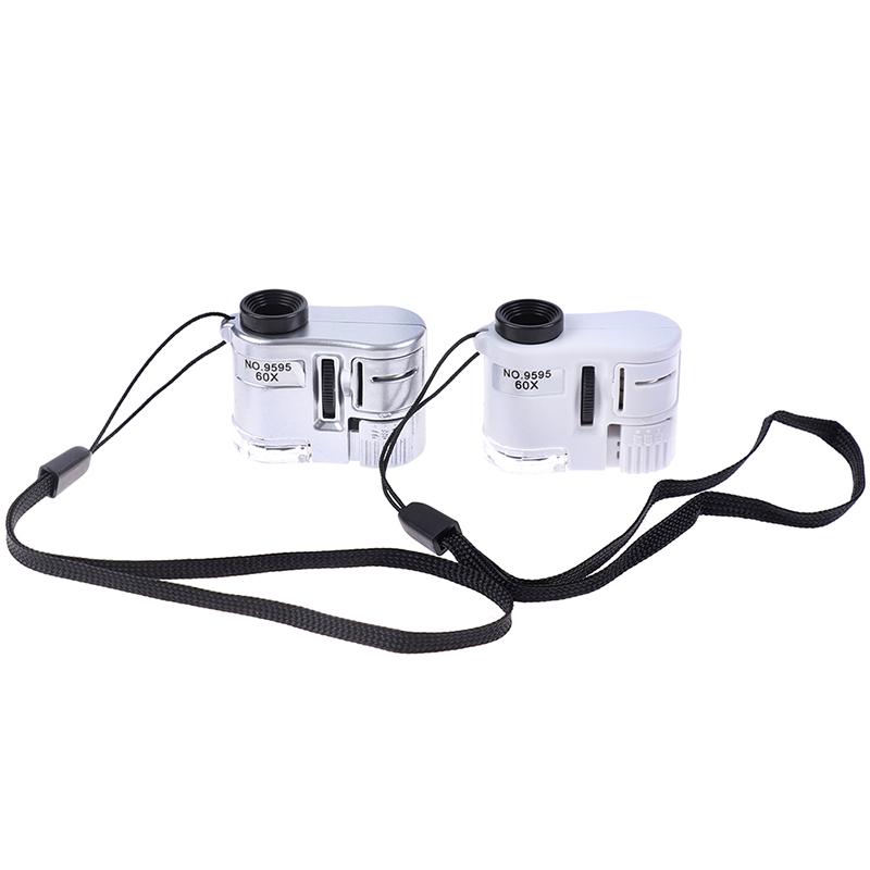 60X Mini Magnifier Microscope With Led Light Jewelry Jeweler Currency Dectector