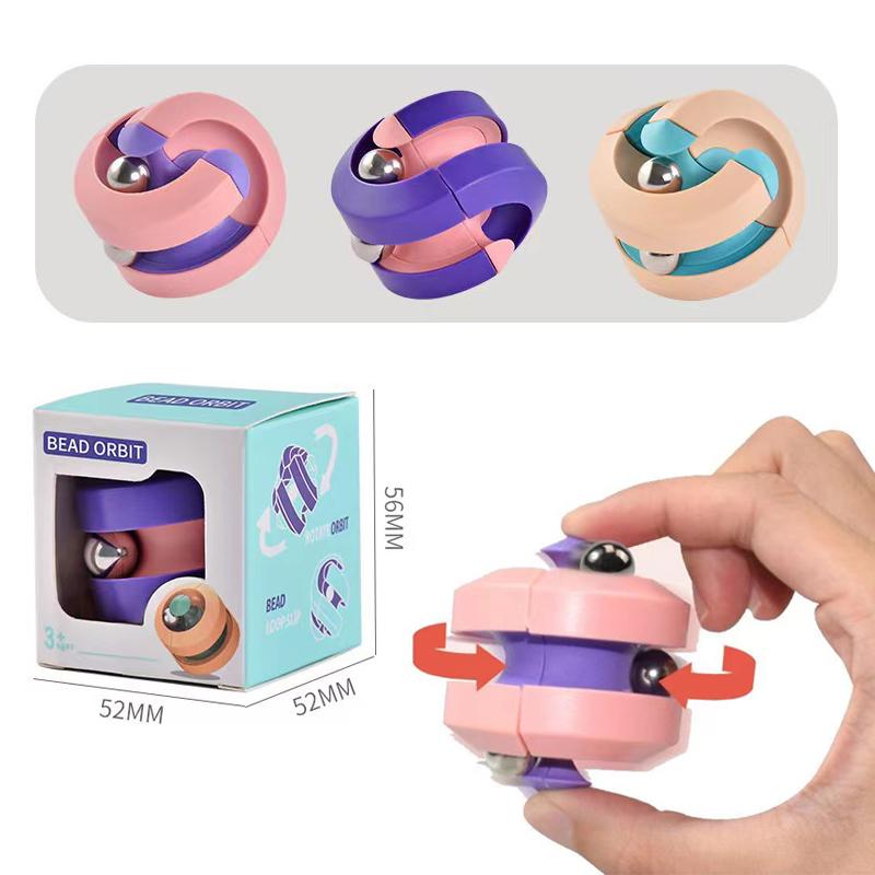 Orbit Ball Fidget Toys Decompression Anxiety ADHD Stress Relief Spinning Toy Beads Track Ball Gifts Kids Adults