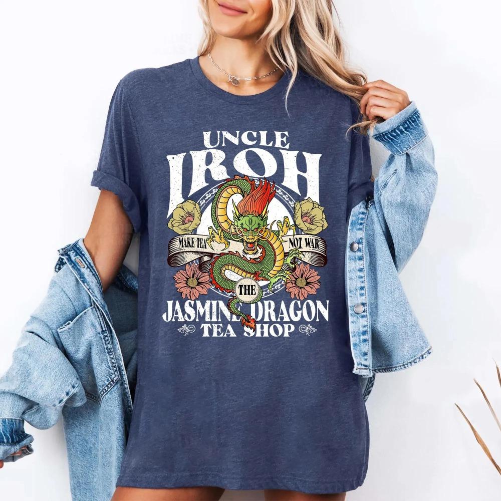 Camiseta Casa de Té Dragón de Jazmín Tío Iroh Avatar La Leyenda de Aang Bella Canvas Camiseta de Manga Corta Unisex para Mujer Todas las Estaciones