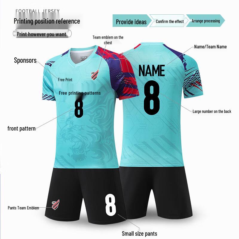 Kids' Short Sleeve Soccer Jersey Set with Socks & Shin Guards