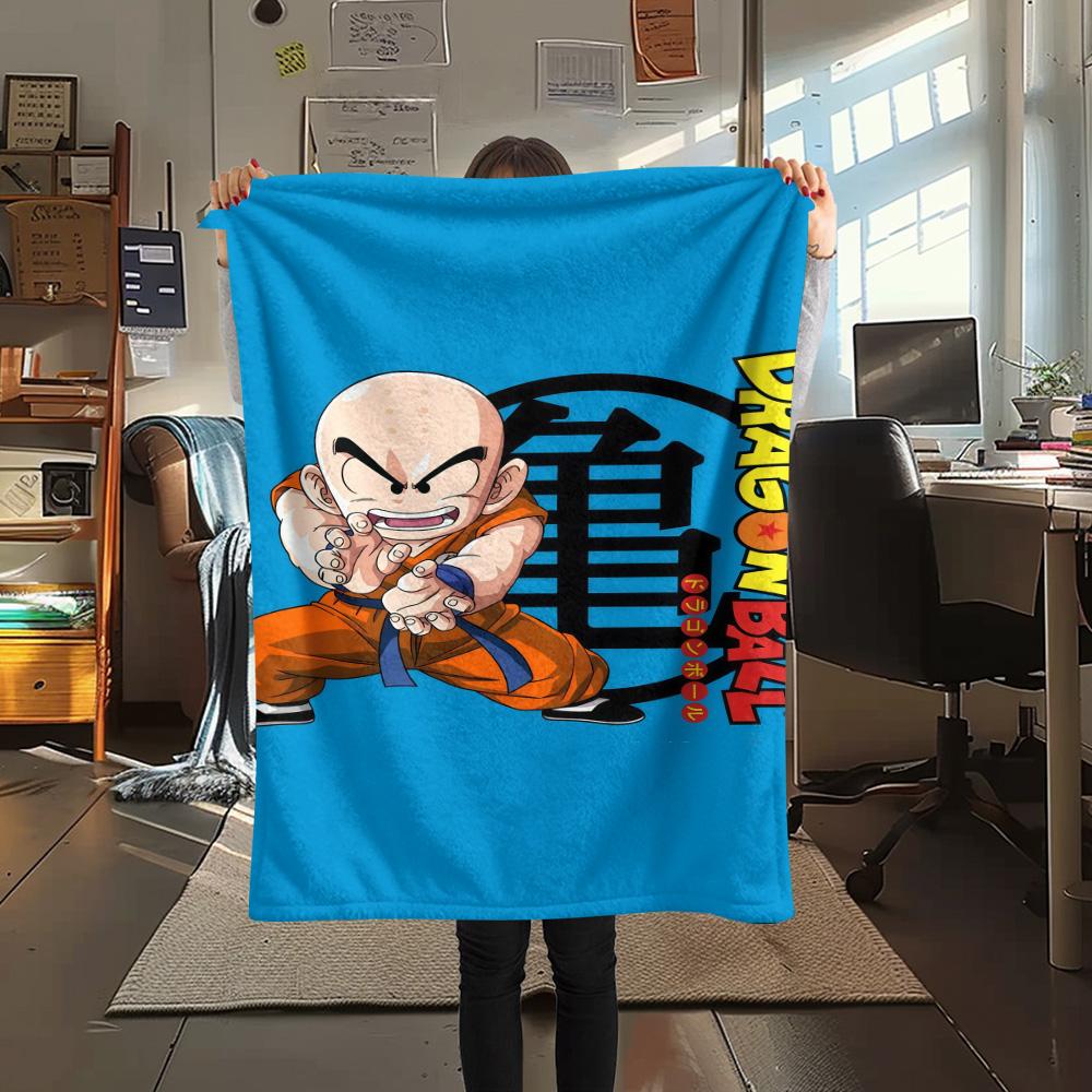 1PC Krillin Patterned Flannel Blanket Suitable For All Seasons For Home Decor Warmth And Comfort Gifts Holiday Present