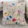 Funda de almohada de floración rica con adorno de flor tridimensional Funda de almohada Decoración de sofá para el hogar Funda de cojín Almohada de mesita de noche
