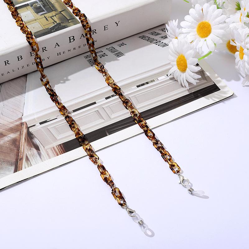 Bohemia Amber Acrylic Glasses Chain Women Leopard Resin Largand Chain For Glasses Sunglasses Hold Straps Cords Accessories