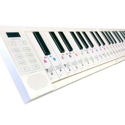TAHORNG ORIPIA49 + Pre-Piano Lesson Ideas + ORIPIA Piano Stickers ORIPIA49 White OP49 ORIPIA PIANO STICKERS Tahorn 49-Key Folding Digital Piano Musica